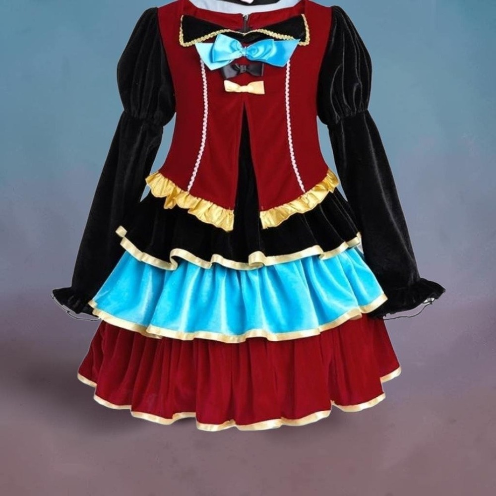 NWOT Girls Mad Hatter Costume with Hat Mad Hatter Dress Halloween sz small 6-8